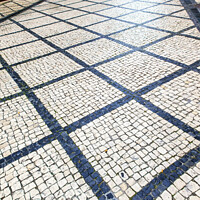 Buy canvas prints of Black White Street Tiles Medieval City Coimbra Portugal by William Perry