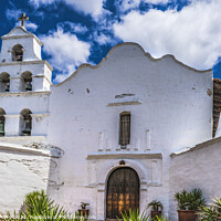 Buy canvas prints of White Adobe Mission San Diego de Alcala California  by William Perry