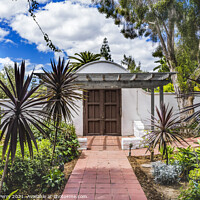 Buy canvas prints of Garden Gate White Adobe Mission San Diego de Alcala California  by William Perry