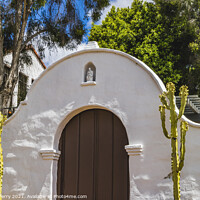 Buy canvas prints of Garden Gate White Adobe Mission San Diego de Alcala California  by William Perry
