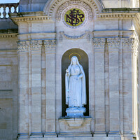 Buy canvas prints of White Mary Statue Basilica of Lady of Rosary Fatima Portugal by William Perry