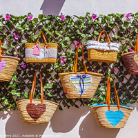 Buy canvas prints of Straw Baskets Bags Handicrafts Obidos Portugal by William Perry