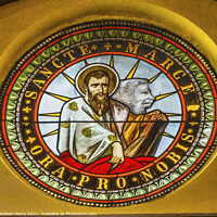 Buy canvas prints of Saint Mark Lion Stained Glass Cathedral Punta Arenas Chile by William Perry