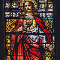 Buy canvas prints of Sacred Heart Jesus Stained Glass Maria Sanctuary Auxiliadora Pun by William Perry