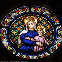 Buy canvas prints of Mary Jesus Stained Glass Maria Sanctuary Auxiliadora Punta Arena by William Perry
