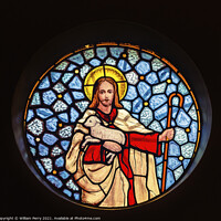 Buy canvas prints of Jesus Lamb Stained Glass Cathedral Punta Arenas Chile by William Perry