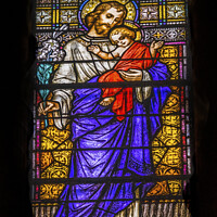 Buy canvas prints of Saint Joseph Jesus Stained Glass Maria Sanctuary Auxiliadora Pun by William Perry