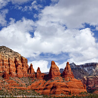 Buy canvas prints of Madonna Nuns Orange Red Rock Canyon Big Blue Cloudy Sky Sedona A by William Perry
