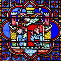 Buy canvas prints of Angels King Castle Paris Stained Glass Notre Dame Cathedral Pari by William Perry