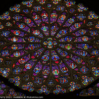 Buy canvas prints of South Rose Window Jesus Christ Stained Glass Notre Dame Cathedra by William Perry