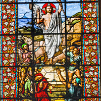 Buy canvas prints of Jesus Christ Ressurection Stained Glass Saint Louis En L'ile Chu by William Perry