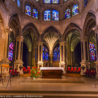 Buy canvas prints of Altar Interior Stained Glass Saint Severin Church Paris France by William Perry