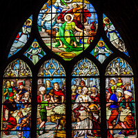 Buy canvas prints of Saint John Baptist Stained Glass Saint Severin Church Paris Fran by William Perry