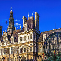 Buy canvas prints of Hotel de Ville Flags City Hall Paris France by William Perry