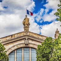Buy canvas prints of Gare du Nord North Train Station Flag Paris France by William Perry