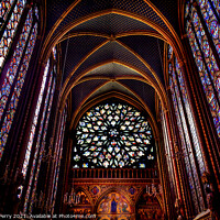 Buy canvas prints of Rose Window Stained Glass Cathedral Ceiling Sainte Chapelle Pari by William Perry