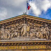 Buy canvas prints of Marianne Lady Liberty Statues Facade National Assembly Paris Fra by William Perry