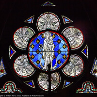 Buy canvas prints of White Mary Stained Glass Notre Dame Cathedral Paris France by William Perry
