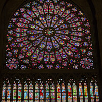 Buy canvas prints of Rose Window Mary Stained Glass Notre Dame Cathedral Paris France by William Perry