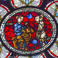 Buy canvas prints of Lost Sheep Parable Stained Glass Notre Dame Cathedral Paris Fran by William Perry