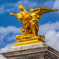 Buy canvas prints of Golden Winged Horse Statue Pont Bridge Alexandre III Paris Franc by William Perry