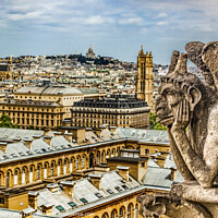 Buy canvas prints of Gargoyle Notre Dame Church Old Buildings Paris France by William Perry