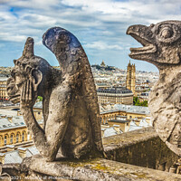 Buy canvas prints of Gargoyles Notre Dame Church Old Buildings Paris France by William Perry