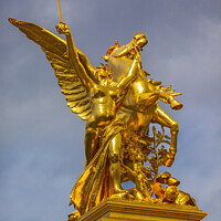 Buy canvas prints of Golden Winged Horse Statue Pont Bridge Alexandre III Paris Franc by William Perry
