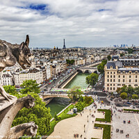 Buy canvas prints of Gargoyle Notre Dame Church Old Buildings Paris France by William Perry