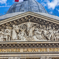 Buy canvas prints of Pantheon Miltary Statesmen Statues Facade Paris France by William Perry