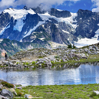 Buy canvas prints of Hikers Mount Shuksan Pool Artist Point Washington State  by William Perry