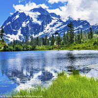 Buy canvas prints of Picture Lake Evergreens Mount Shuksan Washington USA by William Perry