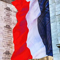 Buy canvas prints of Arc de Triomphe French Flag Paris France by William Perry