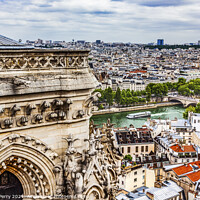 Buy canvas prints of Notre Dame Tower Seine River Buildings Paris France by William Perry