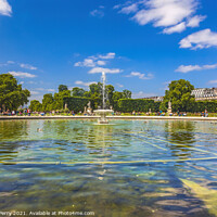 Buy canvas prints of Fountain Lake Tourists Tuileries Garden Paris France by William Perry