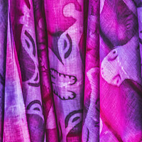Buy canvas prints of Colorful Pink Purple Tropical Floral Tahitian Cloth Moorea Tahit by William Perry