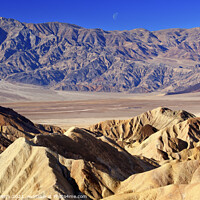 Buy canvas prints of Moon Over Zabriskie Point Death Valley National Park California by William Perry