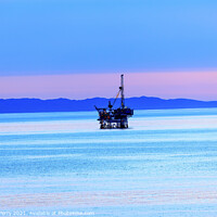 Buy canvas prints of Eilwood Offshore Oil Well Platforms Pacific Ocean Sunset Goleta  by William Perry