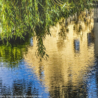 Buy canvas prints of Aure River Reflection Abstract Bayeux France by William Perry
