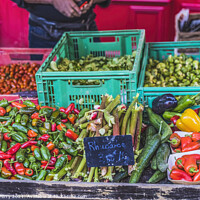 Buy canvas prints of Open Air Farmers Market inner Harbor Honfluer France by William Perry