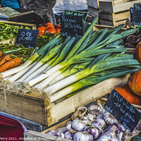 Buy canvas prints of Leeks Carrots Open Air Farmers Market inner Harbor Honfluer Fran by William Perry
