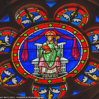 Buy canvas prints of Colorful Saint Manvieu Stained Glass Cathedral Bayeux France by William Perry