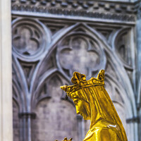 Buy canvas prints of Golden Mary Jesus Statue Stained Glass Cathedral Church Bayeux N by William Perry