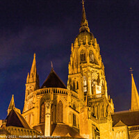 Buy canvas prints of Illuminated Cathedral Nights Lights Church Bayeux Normandy Franc by William Perry