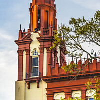 Buy canvas prints of Red White Ofifice Building St Augustine Florida  by William Perry