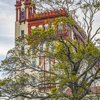 Buy canvas prints of Red White Ofifice Building St Augustine Florida  by William Perry