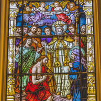 Buy canvas prints of Saint Augustine Baptism Stained Glass Cathedral Saint Augustine  by William Perry