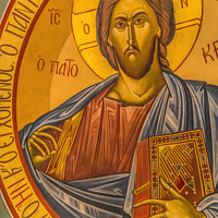Buy canvas prints of Jesus Christ Fresco  St Photios Greek Orthodox Shrine Saint Augu by William Perry