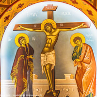 Buy canvas prints of Crucifixion Christ Fresco St Photios Greek Orthodox Shrine Saint by William Perry