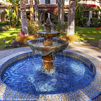 Buy canvas prints of Mexican Tile Fountain Mission San Buenaventura Ventura California by William Perry